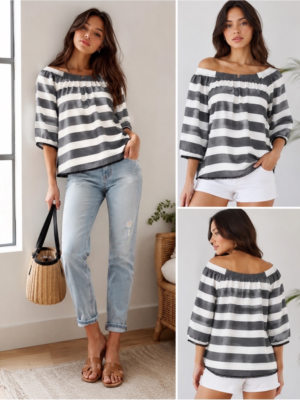 Westbound Gray & White Stipes (R12)